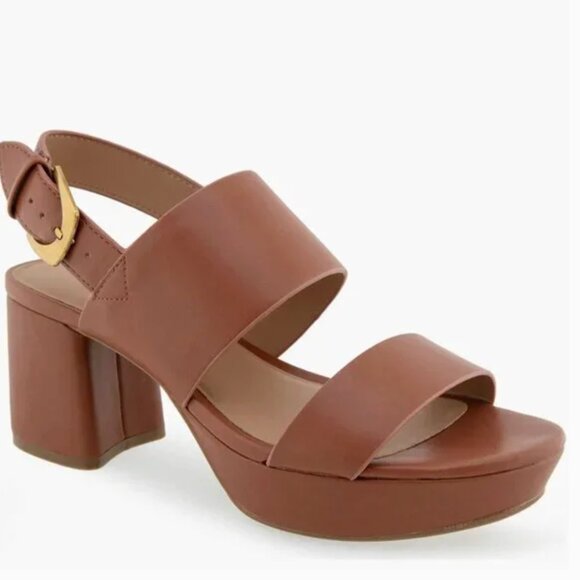 NEW AEROSOLES Camilia Platform Sandal Color: Cognac SZ-10 - Picture 1 of 8